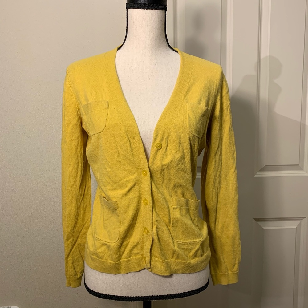 Van Heusen 4-Pocket Mustard Yellow Cardigan M